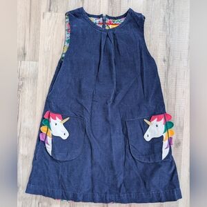 Mini Boden Navy Unicorn Pinefore Dress, 6-7Y (V4)